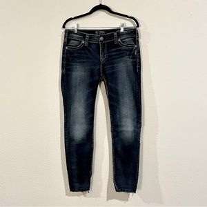 Silver Jeans Co. Womens Blue Dark Wash Super Skinny Jeans